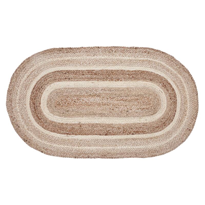 Natural & Creme Jute Rug Oval w/ Pad 27x48 - 3'6"
