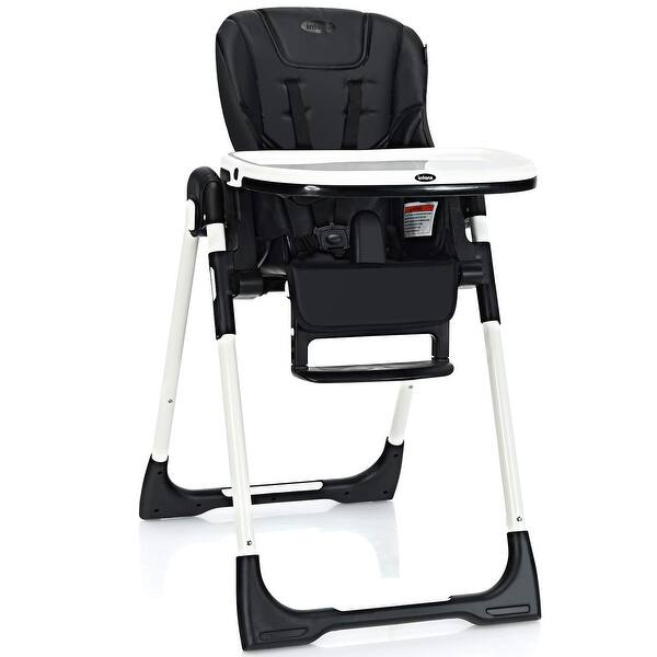 slide 2 of 28, High Chair for Babies & Toddlers, Foldable Highchair with Adjustable Backrest, Footrest & Seat Height, Removable Tray, Cushion Black