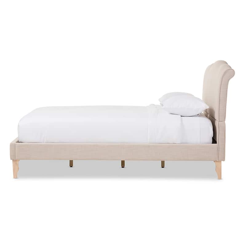 French Flair Platform Bed - Wooden Slatted Base, Rubberwood Frame - Elegant Bedroom Furniture