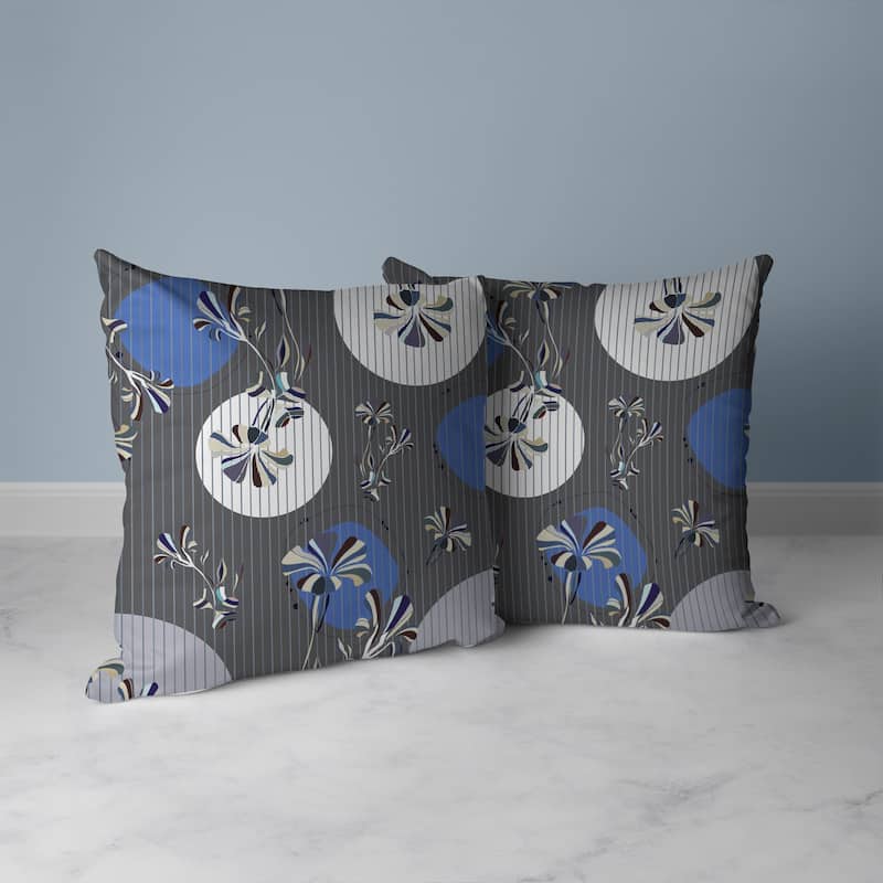 Circular Garden Faux Suede Reversible Throw Pillow Dark and Gray
