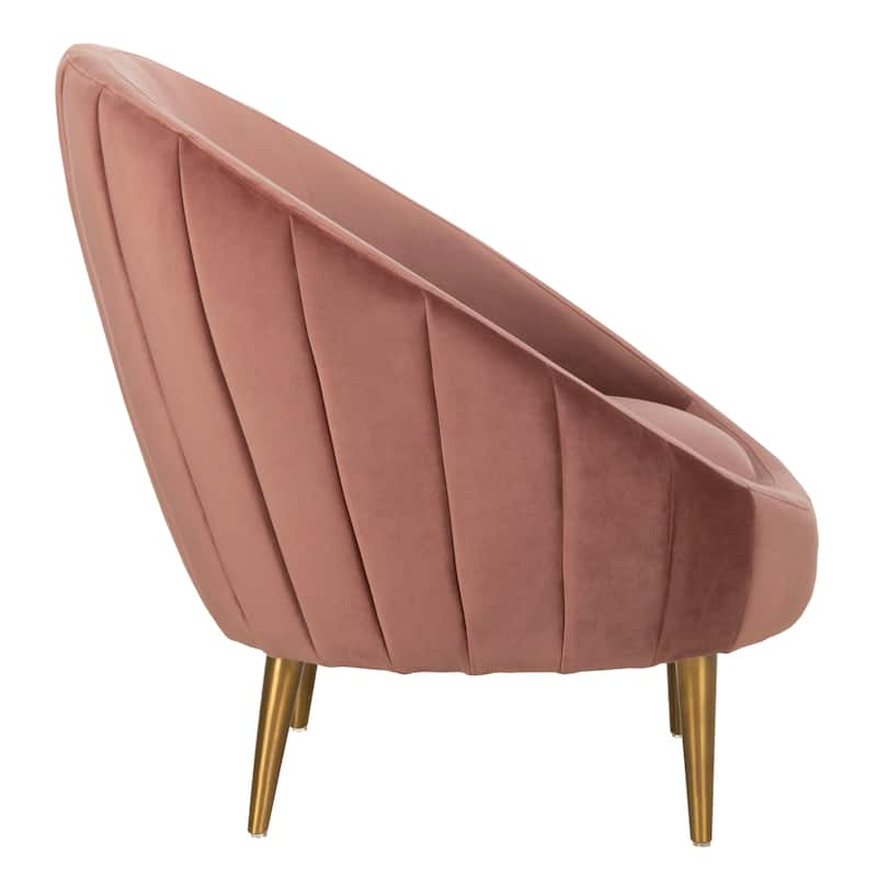 SAFAVIEH Couture Razia Dusty Rose Velvet Channel Tufted Tub Chair - 32.1" W x 30.3" L x 1.5" H