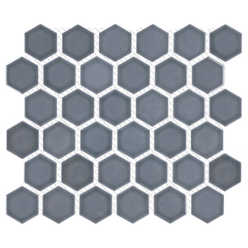 Merola Tile Hudson Due 2" Hex Imperial Grey 10-7/8" x 12-5/8" Porcelain Mosaic Floor and Wall Tile