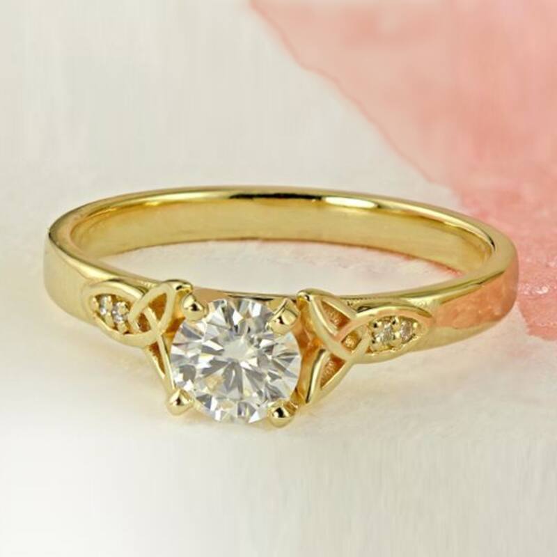 Auriya 14k Gold Modern 1ct Round Moissanite Engagement Ring
