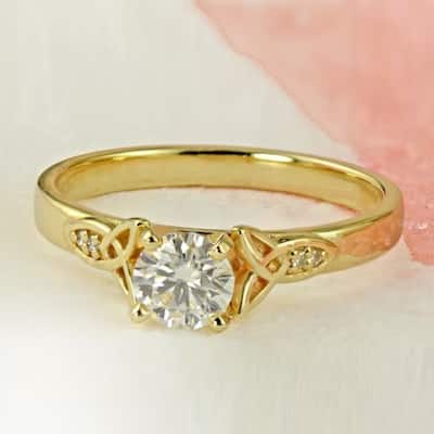 Auriya 14k Gold Modern 1ct Round Moissanite Engagement Ring