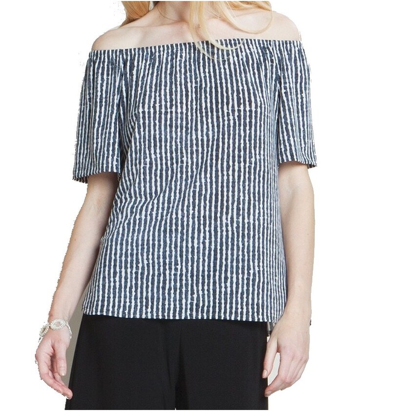 Shop Clara Sunwoo New Blue Women S Size Xl Striped Off Shoulder