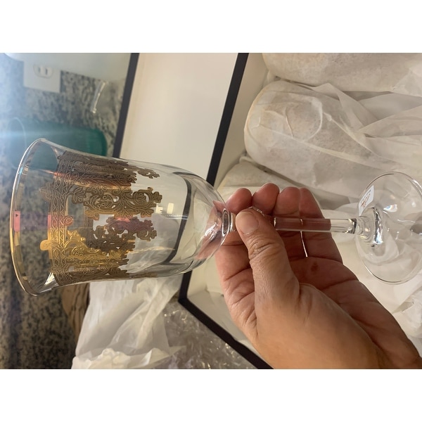 Embellished 24K Gold Crystal Red Wine Goblets Made in Italy (Set of 4)