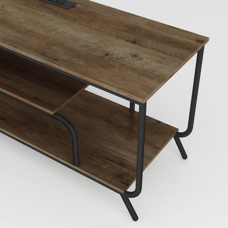TV Stand with LED Lights Power Outlets - TV Stand for TVs up to 55 Inch, Modern TV Console Table