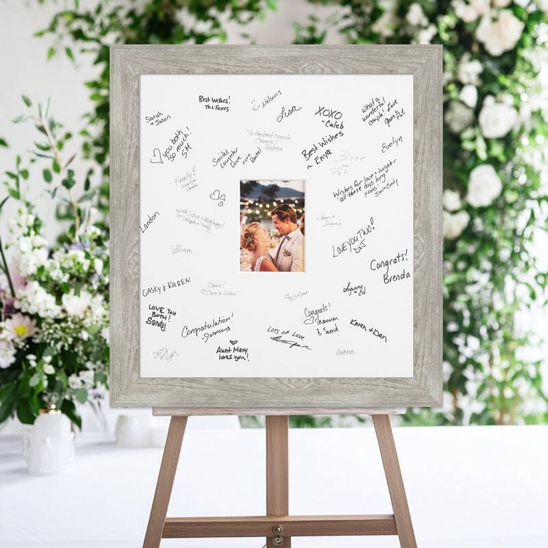 Dove Signature Mat Picture Frame - Autograph Photo Frame Guest Book Alternative for Weddings, Graduations, or Retirement - 5x7
