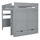 preview thumbnail 9 of 14, Gray Full Wooden Loft Bed with Wardrobe & Desk