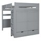 preview thumbnail 24 of 27, Wooden Full Size Loft Bed with Desk, Wardrobe, Storage Shelves and Drawers, for Kids Teens Adults Bedroom, Wood Bedframe