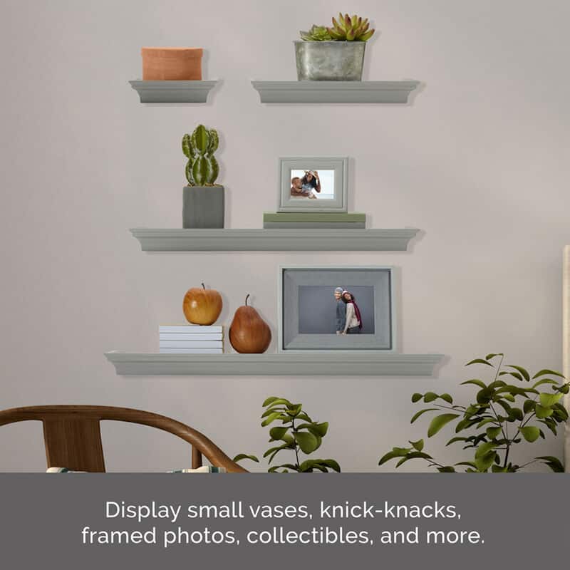 Melannco Set of 4 Dark Gray Wood Shelves, 24, 20, 12, 6 Inch