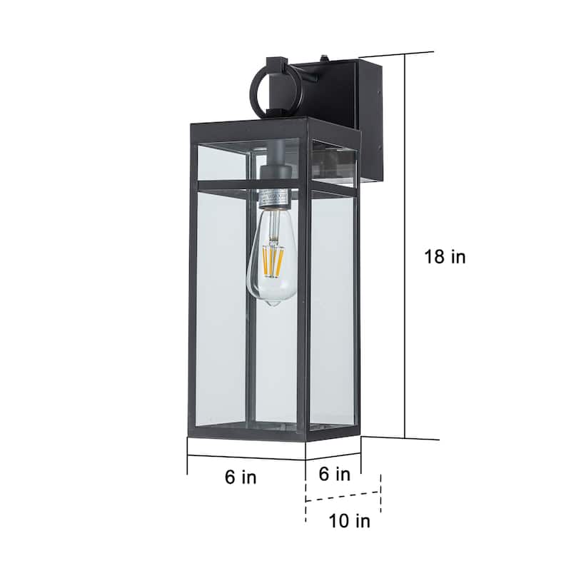 1 Light Black Dusk to Dawn Sensor Outdoor Wall Lantern Coach Sconces Light with Clear Glass and built-in GFCI Outlets (1-Pack）