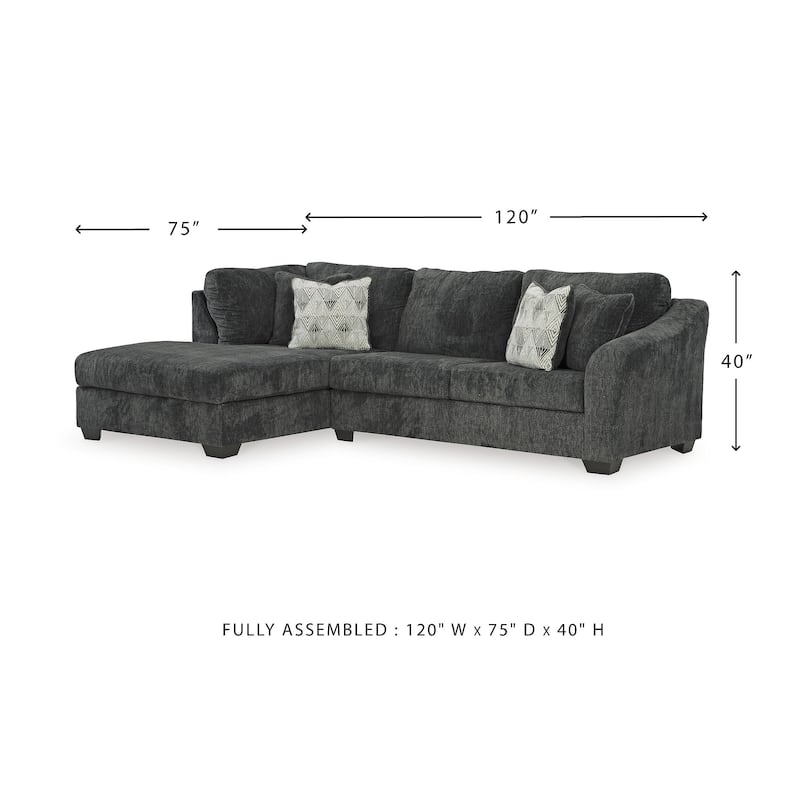 Signature Design by Ashley Biddeford Gray 2-Piece Sectional with Chaise - 120"W x 75"D x 40"H