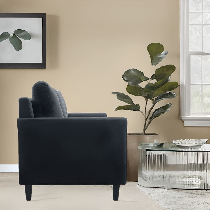 Affordable Tufted Sofa & Loveseat – Black Microfiber Couch for Small Spaces