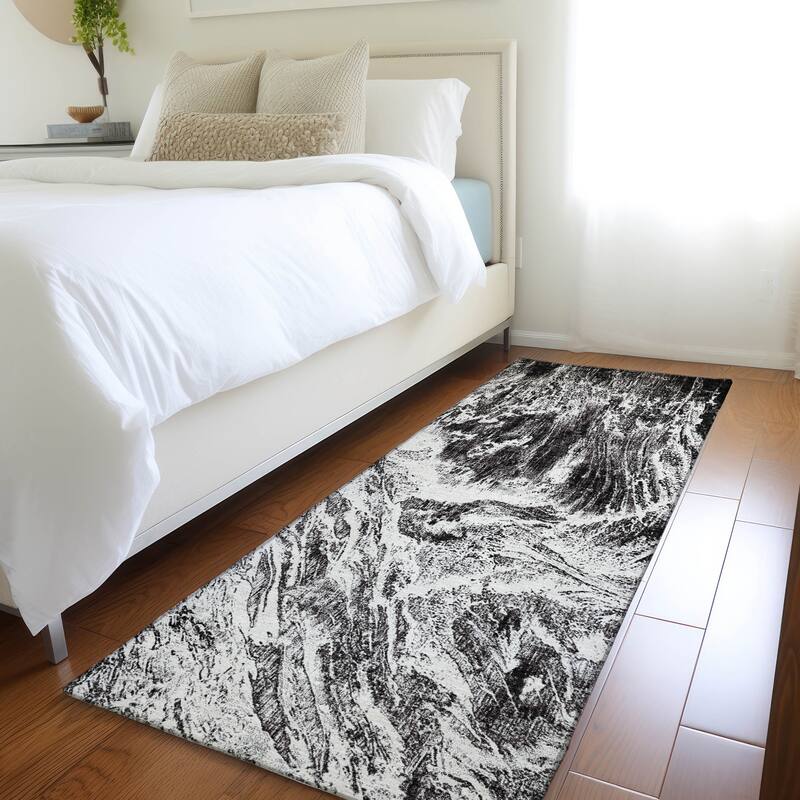 Premium Washable Super Soft Modern Tide Mayfield Rug - Black - 2'3" x 7'6"
