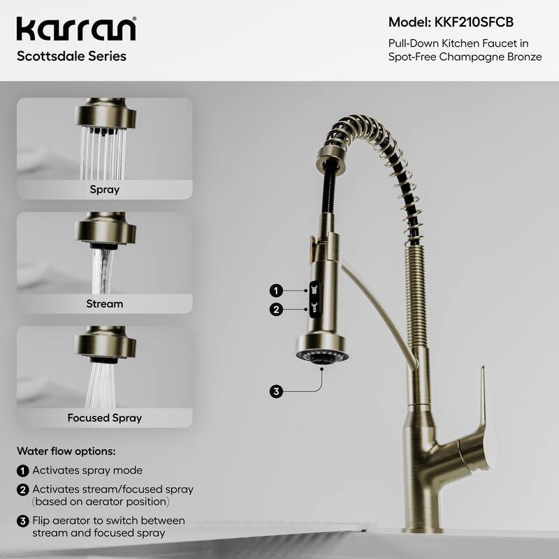 Karran Scottsdale Single-Handle Pull-Down Sprayer Commercial Style Kitchen Faucet