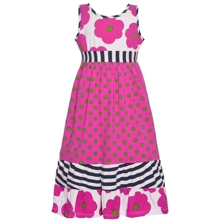 flower & polka dot print dress