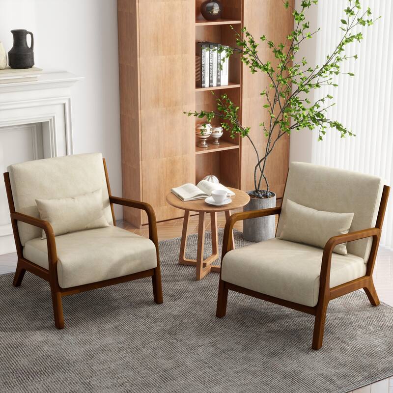 Upholstered Armchair Accent Chairs with Pillows Set of 2