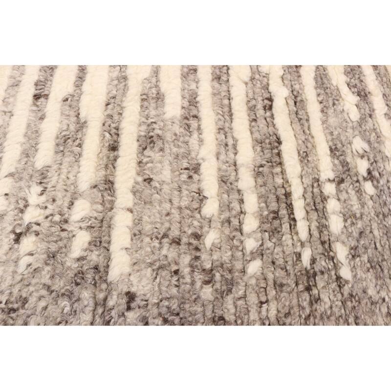 ECARPETGALLERY Hand-knotted Tangier Cream, Grey Wool Rug - 5'1 x 8'0