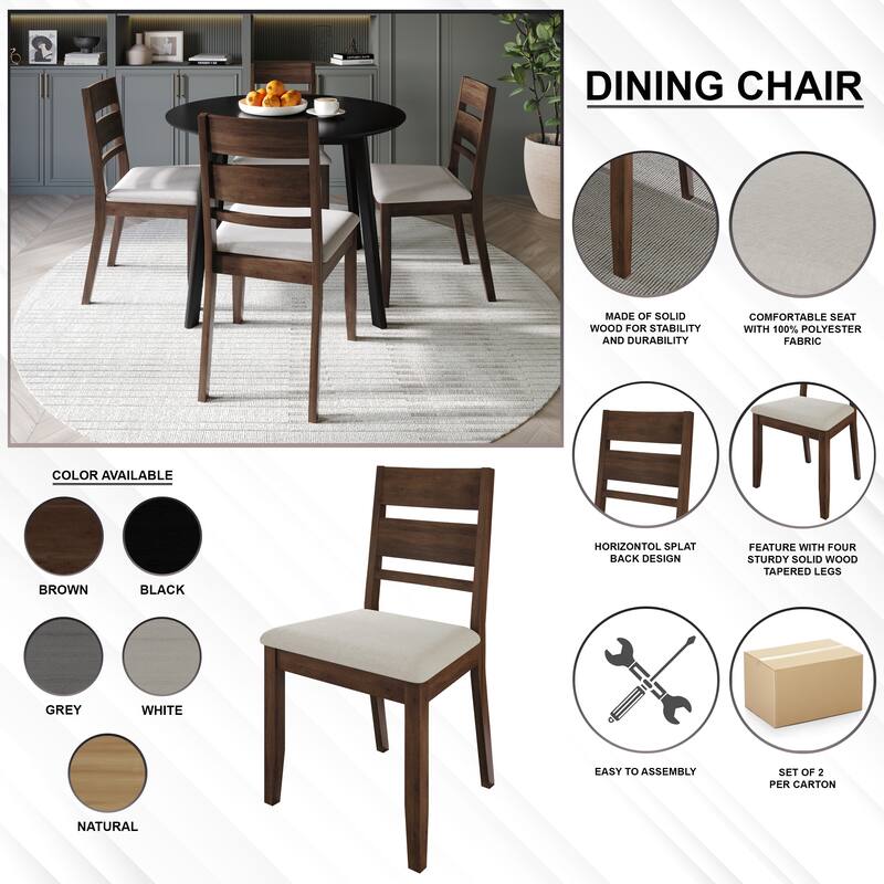 CraftPorch Elegance 4-Piece Chair and Round Table Wooden Dining Set