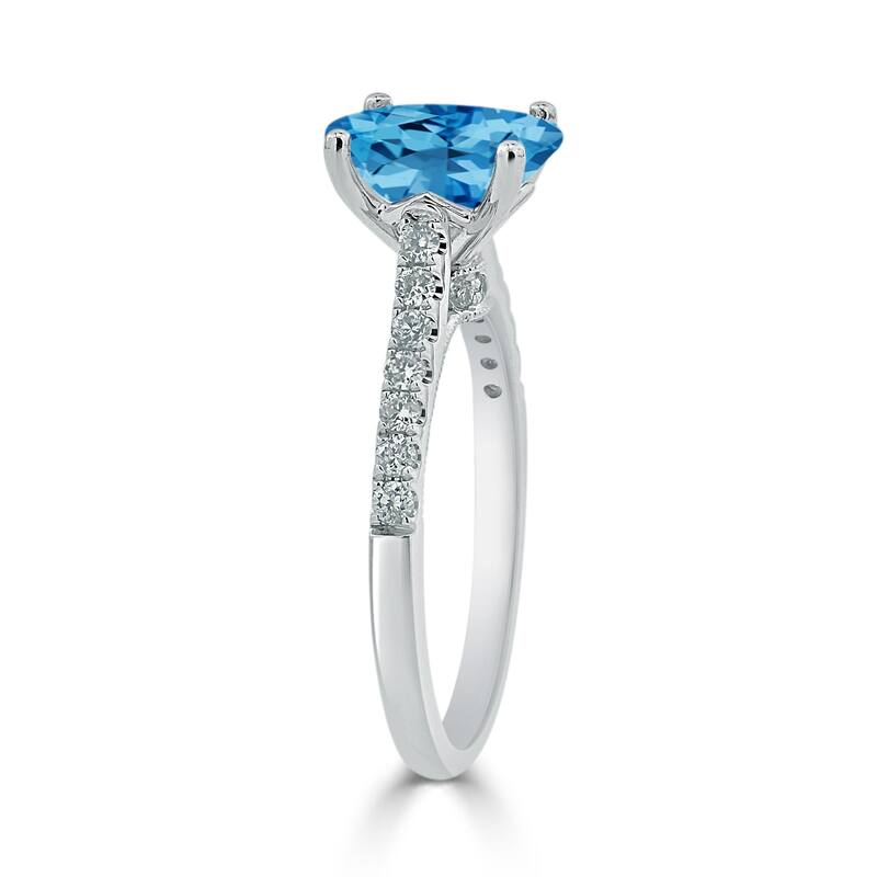 Auriya 1 1/2ct Fancy Oval Swiss Blue Topaz and Diamond Engagement Ring 1/4ctw 14k Gold