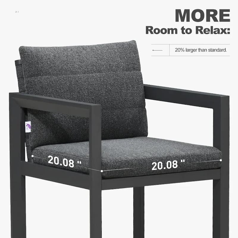 PURPLE LEAF Caesar Outdoor Dining Set Aluminum Luxury Patio Furniture with Olifen Removable Thick Cushion and Pillow-Grey - N/A