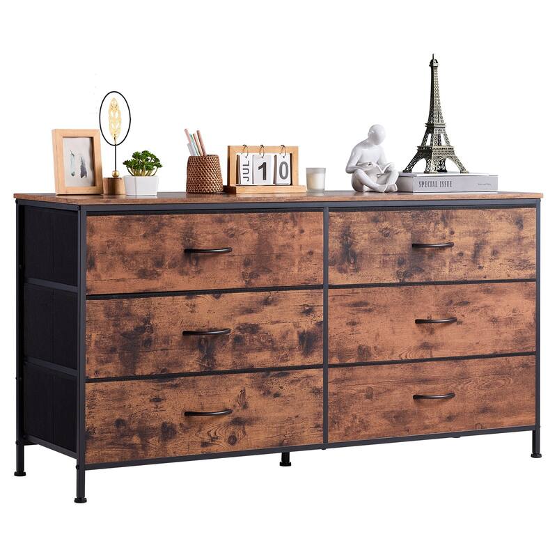 6 Fabric Drawer Closet Dresser TV Stand with Steel Frame Ideal for Any Room