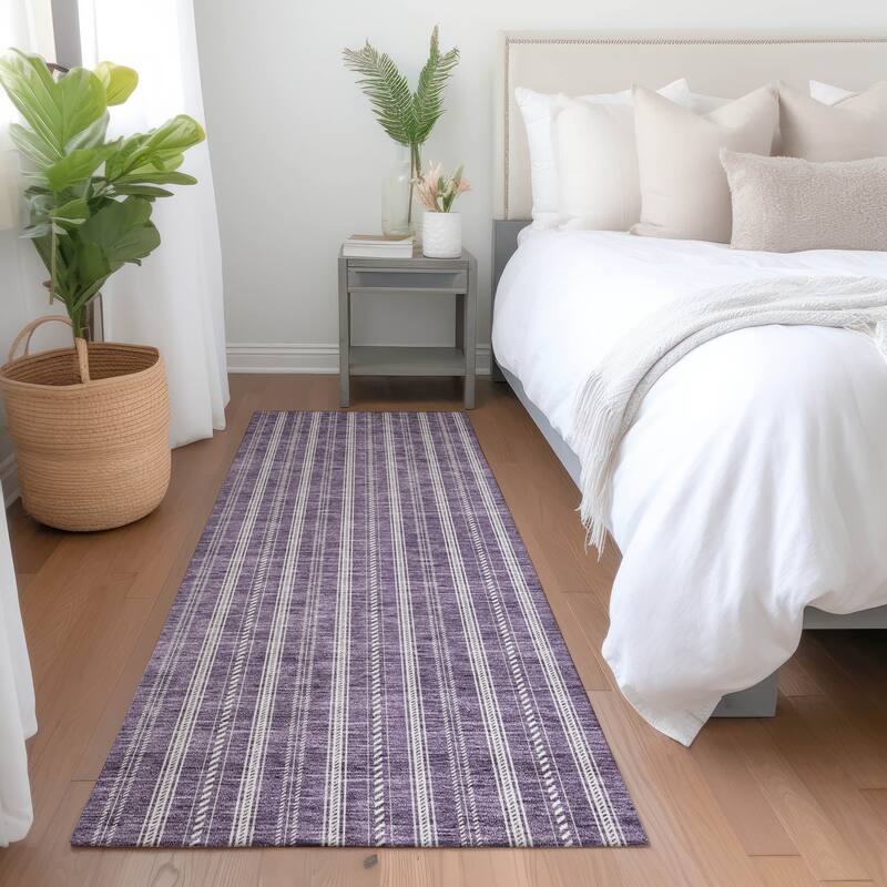 Premium Washable Super Soft Stripe Mayfield Rug - Purple - 2'3" x 7'6"