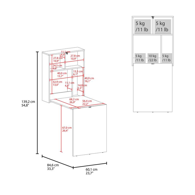 White Folding Table with 4 Shelves