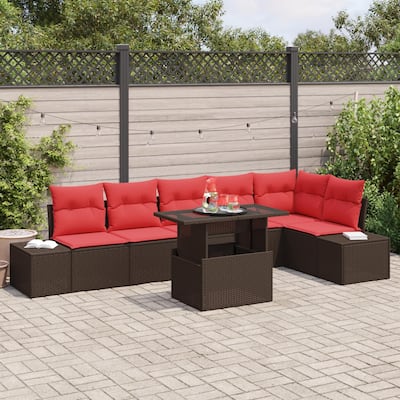 vidaXL 7 Piece Garden Sofa Set with Cushions - 125.6×60.6×27.2