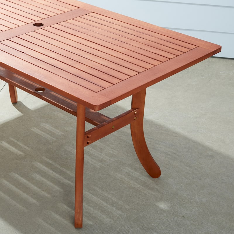 Hakan Wood Patio Curvy Legs Table and Stacking Chair Set