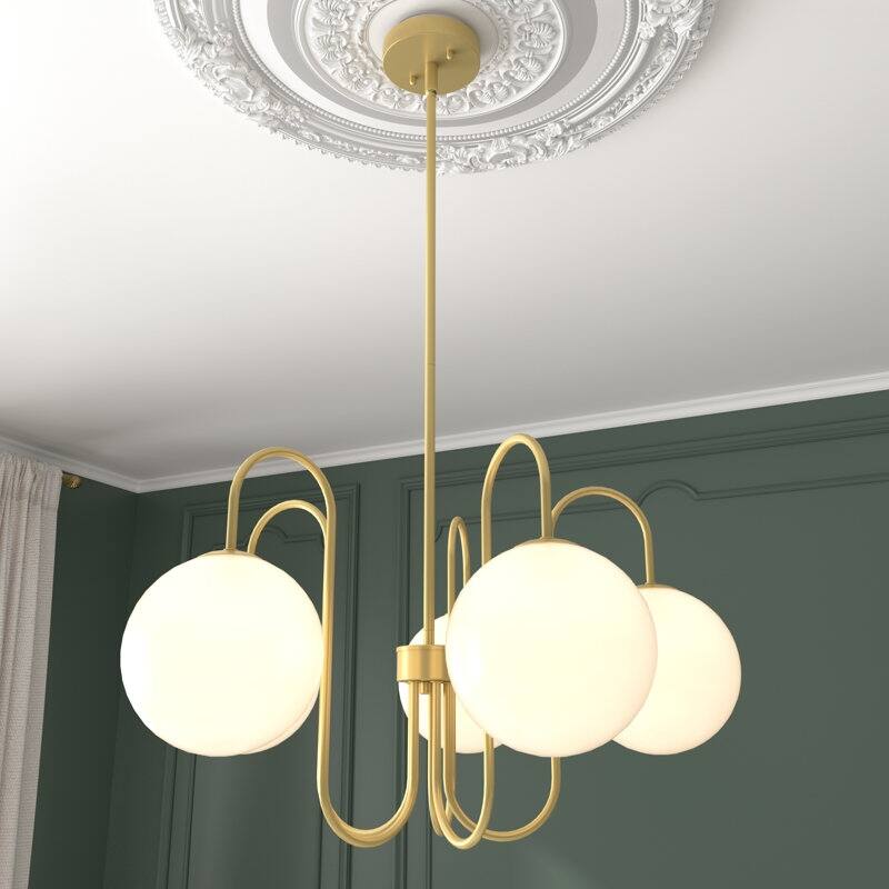 Acroma - 5 Light Gold Steel Dimmable Classic / Traditional Chandelier - N/A - Satin Brass