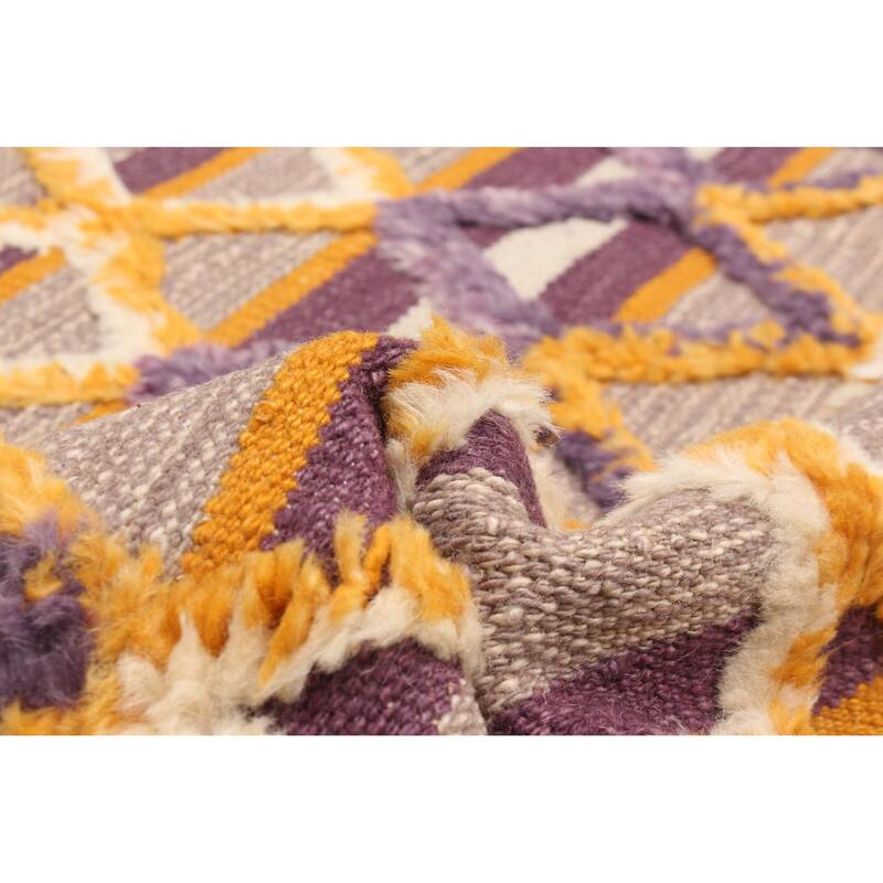 ECARPETGALLERY Hand-knotted Marrakech Purple Wool Kilim - 3'1 x 5'5