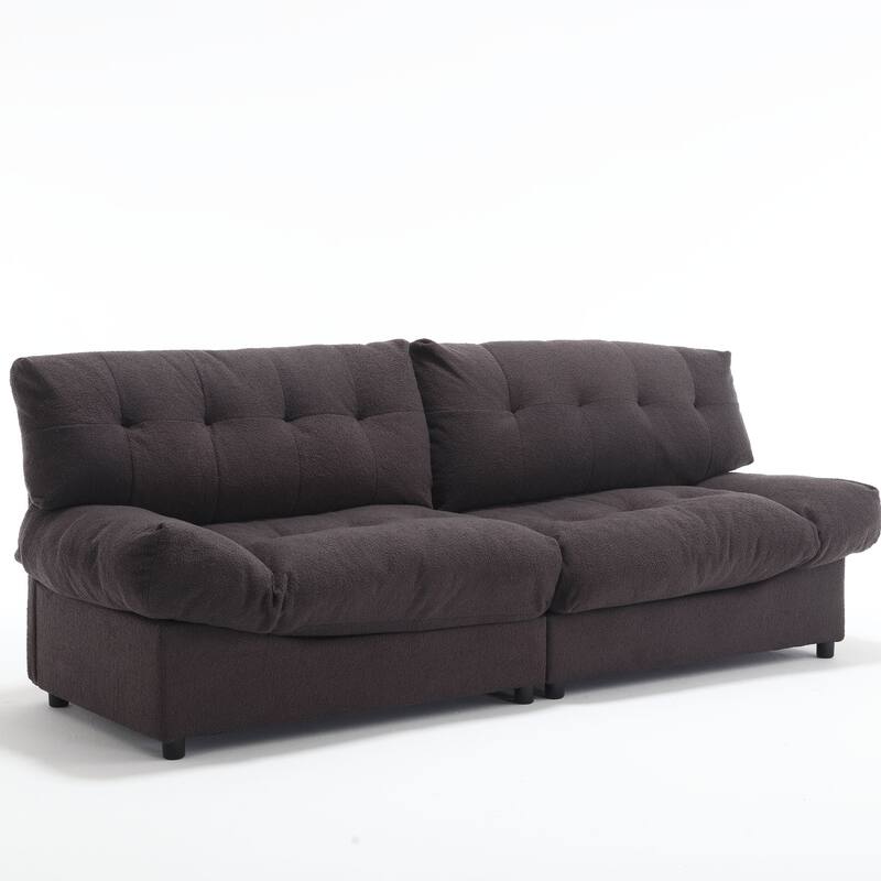 96.46'' Fabric 2 Seater Sofa Couch with Comfy Padded Design and Cloud Style, Plastic Feet, for Living Room and Apartment