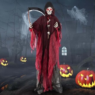 8FT Halloween Animatronics Standing Grim Reaper Voice Activated Reaper