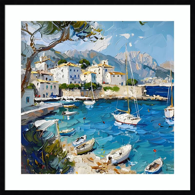 Blue Mediterranean Sea Mallorca by Elena Avanesova Wood Framed Wall Art Print - Svelte Noir Black