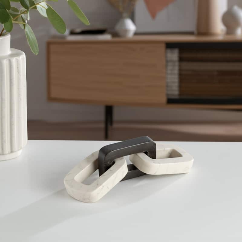 Marble Decorative Object Sculptural Linked Chain Accent - 4" Ivory - 13.25" x 4" x 4" - Ivory - 13.25" x 4" x 4"
