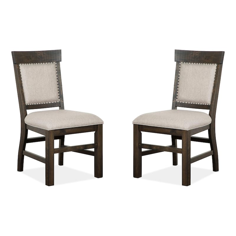 Magnussen Home Bellamy Peppercorn Upholstered Side Chair Two Pack - 20''W x 23.38''D x 38.5''H - 20''W x 23.38''D x 38.5''H - Set of 2 - Peppercorn - Dining Height