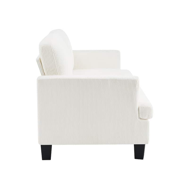 HomeRoots 84" White Corduroy Sofa