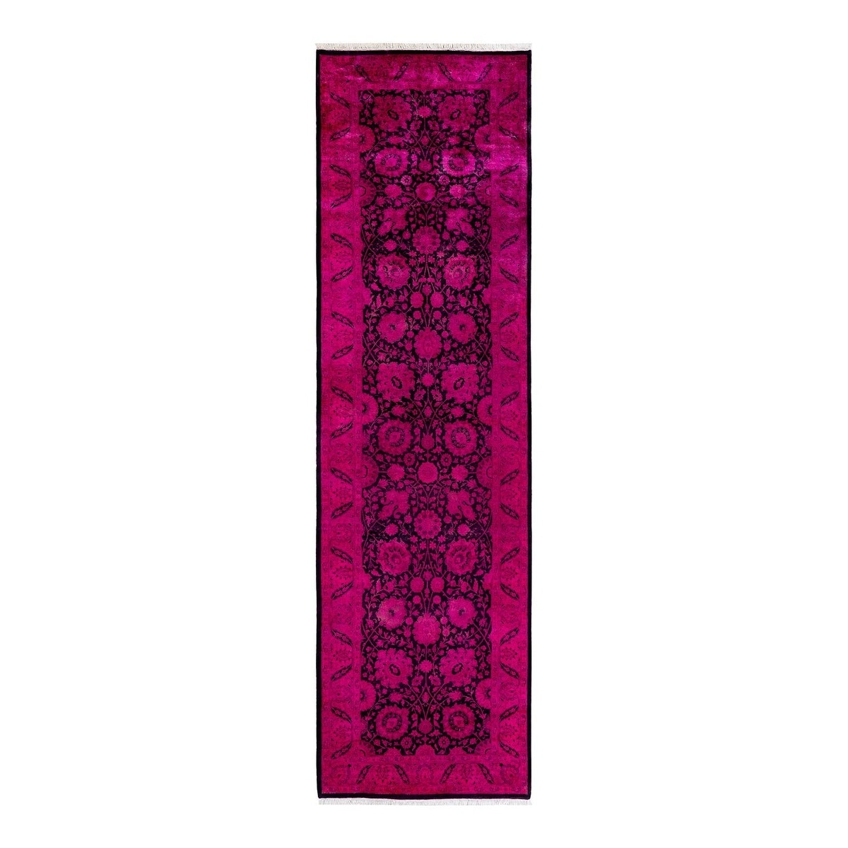Overton Hand Knotted Wool Vintage Inspired Modern Contemporary Overdyed Pink Runner Rug - 3' 1" x 11' 0"