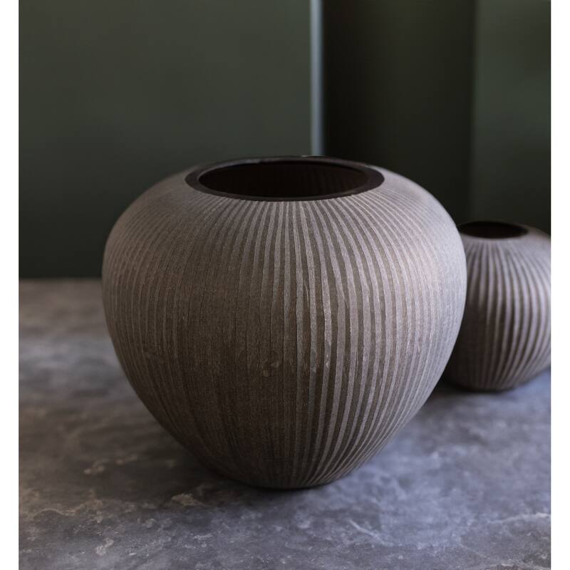 Appy Vase Small Smoke Brown Dia 9.75" -ST - Smoke Brown - Smoke Brown