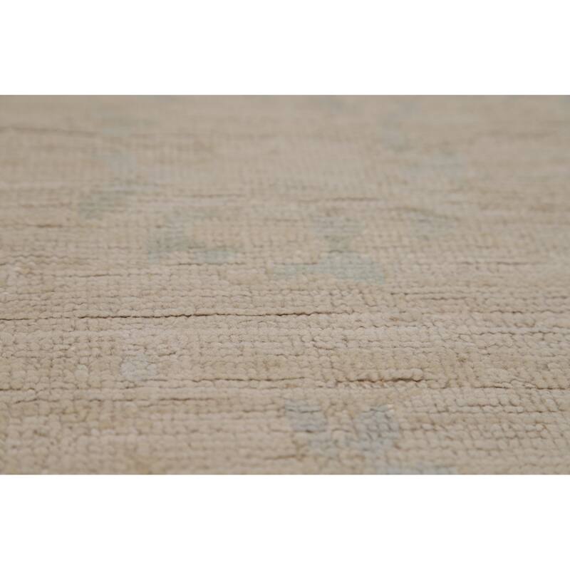 Hand Knotted Oriental 100% Wool Carpet Transitional All-Over Beige & Ivories Oushak Area Rug - 8' 10'' X 5' 10''