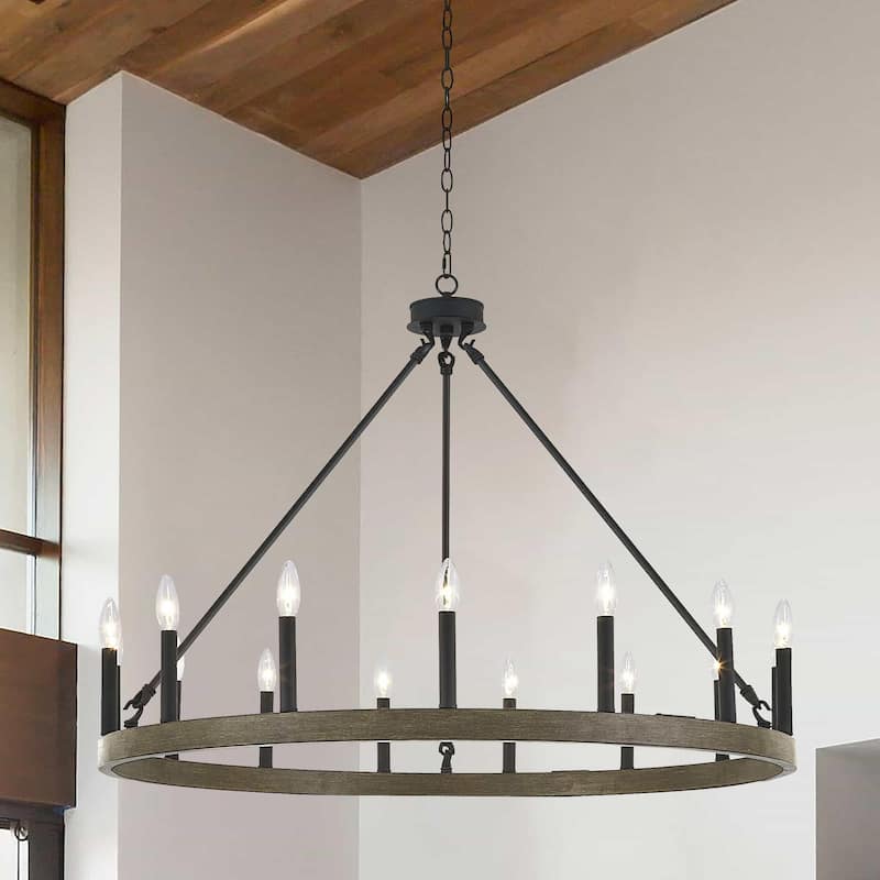 Acroma 15 Light Modern Farmhouse Wagon Wheel Chandelier-UL Certified - N/A