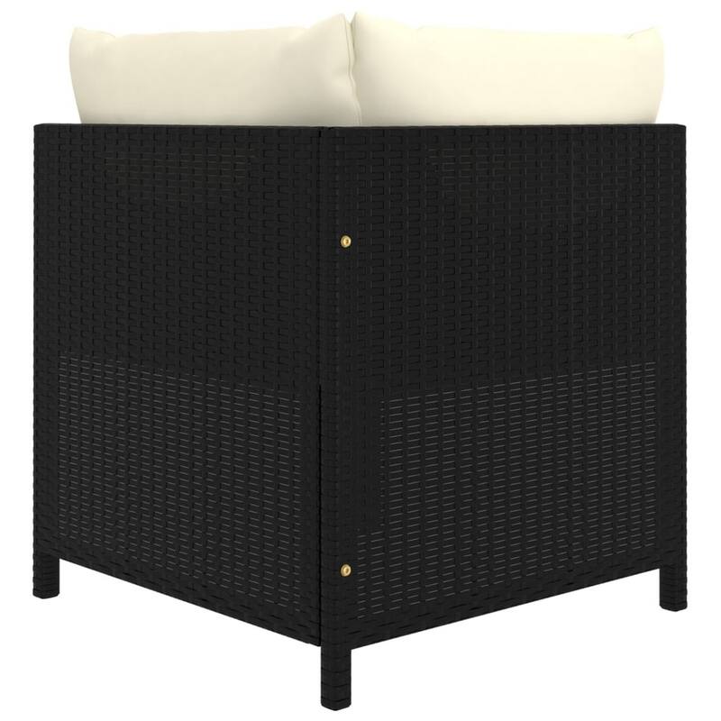 Reno 9pc Outdoor Modular Corner Sofa Set, Ivory Cushions, Black Rattan