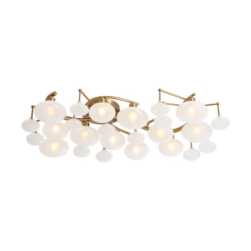 Mid-century Glam 12-Light Oval Frosted Glass Semi Flush Mount - 30.7 in