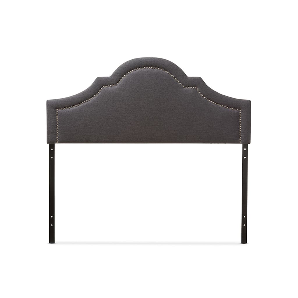 Chic Upholstered Headboard with Silver Nailhead Trim, Adjustable Legs, and Modern Curved Design for Bedrooms