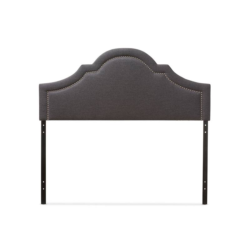 Chic Upholstered Headboard with Silver Nailhead Trim, Adjustable Legs, and Modern Curved Design for Bedrooms
