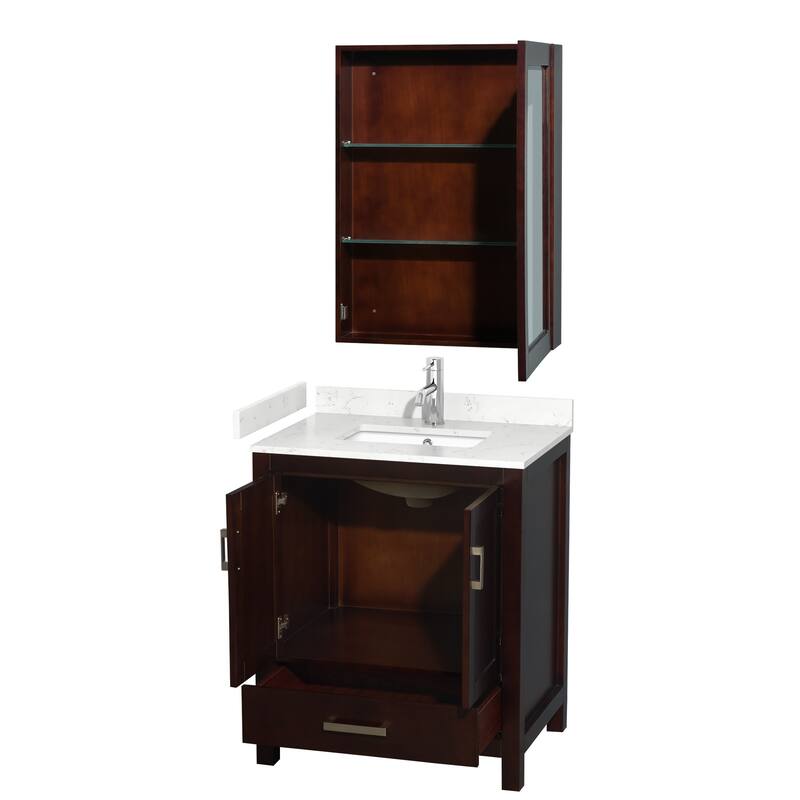 Wyndham Collection Sheffield 30" Single Bathroom Vanity, Carrara