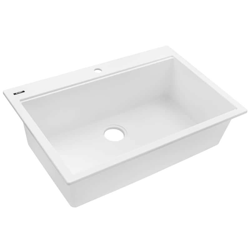 Ruvati 33-inch Drop-in Topmount Workstation Granite Composite Quartz Kitchen Sink - Arctic White - RVG1303WH