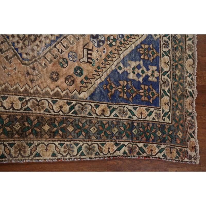 Orange Bakhtiari Persian Vintage Area Rug Handmade Wool Carpet - 5'1" x 9'9"